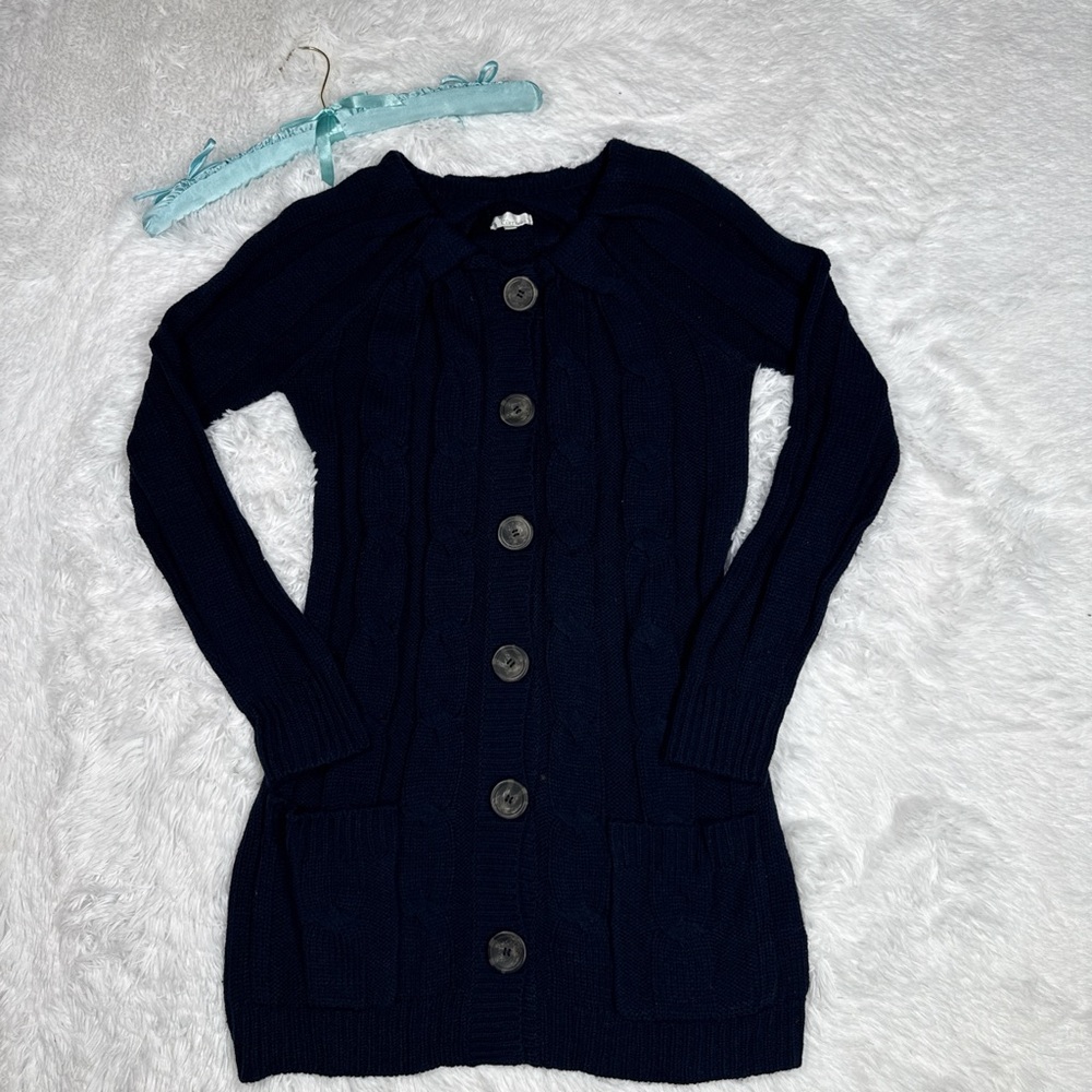 Classic Navy Button-Front Cardigan